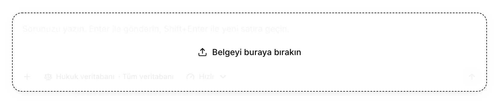 The composer while a file is dragged over it: dashed frame and the text Belgeyi buraya bırakın