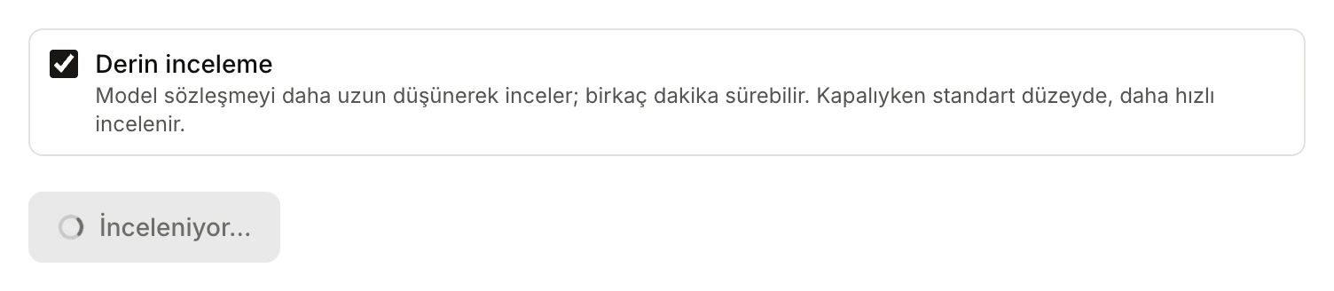 İnceleme sürüyor: düğmede İnceleniyor yazıyor