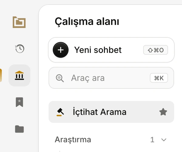 Bölüm şeridinin üst kısmı: Vesika logosu, Geçmiş, Çalışma alanı, Favoriler ve Dosyalar düğmeleri; yanında panelin başlığı